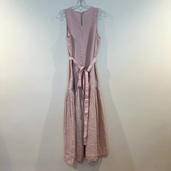 Rebecca Taylor Light Pink Linen Sleeveless Pleated Preppy Maxi Dress M NWT - Picture 8 of 8
